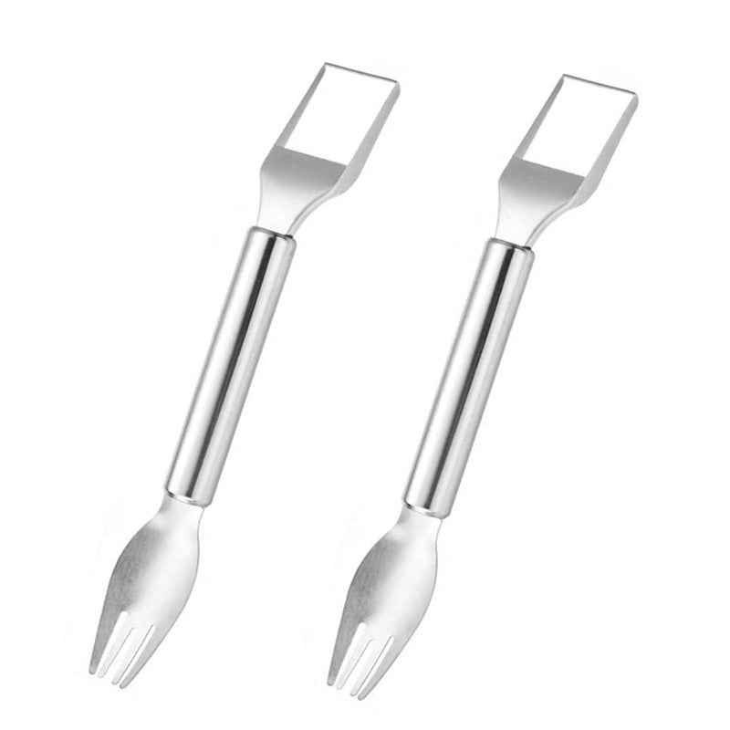 🥳 Köp 1 få 1 gratis✨2 i 1 Fruktskärare i rostfritt stål Gaffelskivare