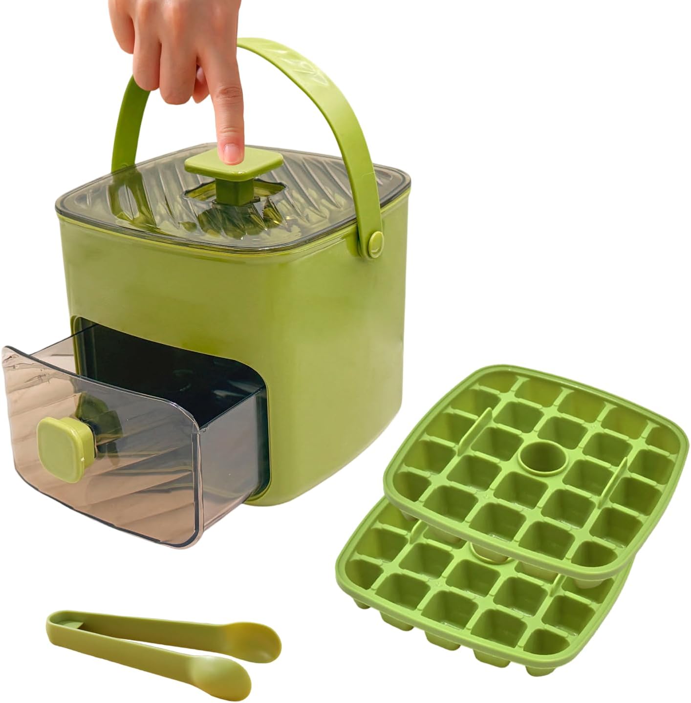 🧊Isbrickor med lock och bricka, isbrickor för frys, flexibla isbrickor