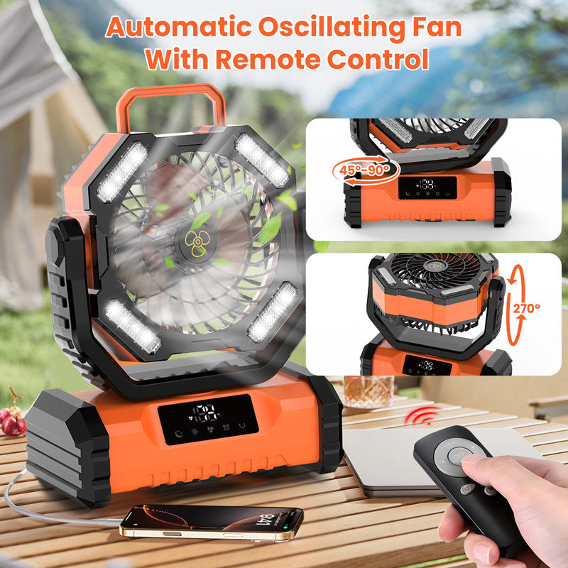 🔥 Multifunktionell bärbar campingfläkt - med fjärrkontroll🎁Fri frakt（50 % rabatt）