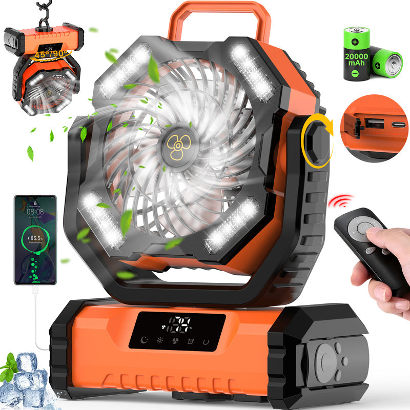 🔥 Multifunktionell bärbar campingfläkt - med fjärrkontroll🎁Fri frakt（50 % rabatt）