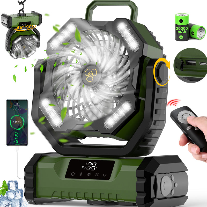 🔥 Multifunktionell bärbar campingfläkt - med fjärrkontroll🎁Fri frakt（50 % rabatt）