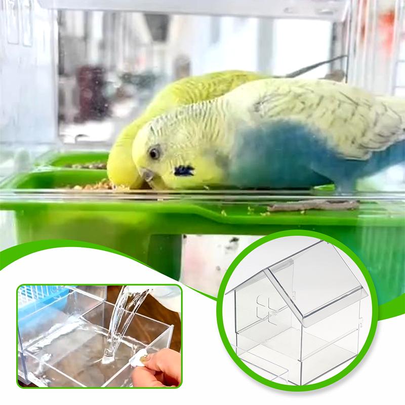 🔥Hängande transparent foderautomat för fågelbur