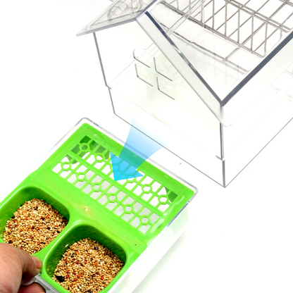 🔥Hängande transparent foderautomat för fågelbur