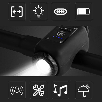 Vattentät cykelstrålkastare för utomhusbruk med signalhorn