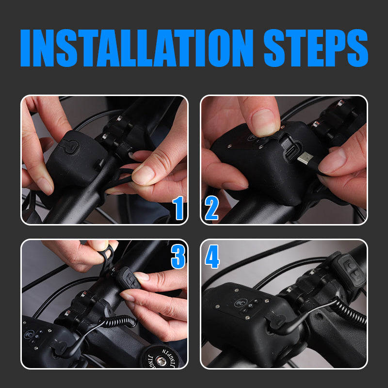 Vattentät cykelstrålkastare för utomhusbruk med signalhorn