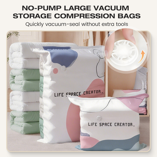 🔥 50 % RABATT NU! ✨ Pumpfria vakuumkompressionspåsar – stor storlek, platsbesparande förvaring utan pump 🏠
