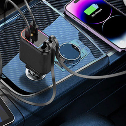 120W Purple Star Top Ambient Light Car Charger with Retractable Cable