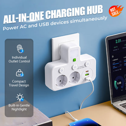 ⏳Begränsad tid 50 % Rabatt⏰Smart grenuttag med USB-portar🔌⚡