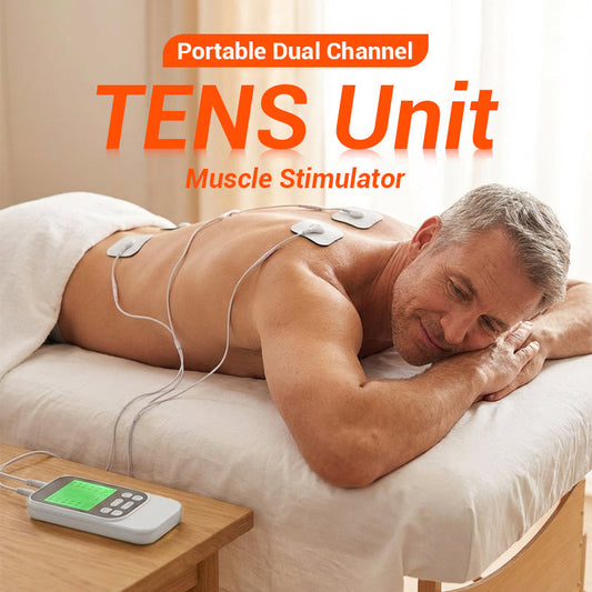 ⏰ Endast nu 50% rabatt!🔥Bärbar TENS-enhet med dubbla kanaler – muskelstimulator