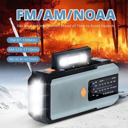 📻 50 % RABATT NU! Solcells- och vevdriven nödväderradio – FM/AM/NOAA-radio med LED-ficklampa och mobilladdare, portabel nödradio för camping, stormar och friluftsliv