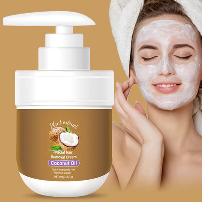 🎁 Köp 2 få 1 GRATIS! 🥥✨ Kokosnötkräm för hårborttagning i ansiktet – Mild och effektiv（Lämplig för användning på hela kroppen）