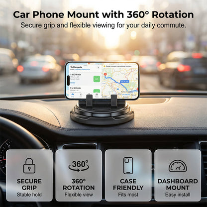 🚗 360° Roterande Mobilhållare för Bil – Stabil, Justerbar & Enkel att Använda
