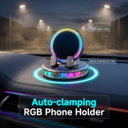 🌟 BÄSTSÄLJARE 🔥 50% RABATT 📱 RGB-bilhållare med automatisk klämning & 15W trådlös laddning