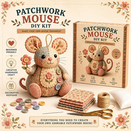 🎁Riktigt bra erbjudande🧵Handgjort sykit med vintage-mus i plysch