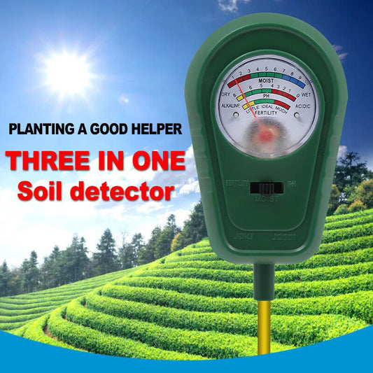 🌱 3-i-1-jordmätare med visare – Mäter pH-värde, fuktighet och ljus – Perfekt för trädgården, gräsmattan eller krukväxter – Enkel installation utan batterier 🌿