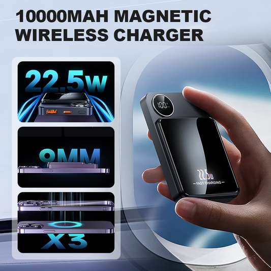 🔋✨Professionell magnetladdare för resenärer och yrkesverksamma 🧲| 22,5 W via kabel och 15 W trådlöst | 10 000 mAh | Snabb leverans💥