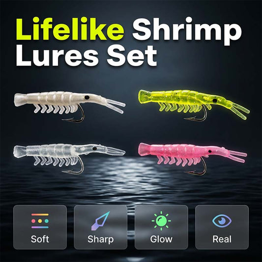 🦐 50 st verklighetstrogna räkbete – Med krokar | SPARA 50% idag!