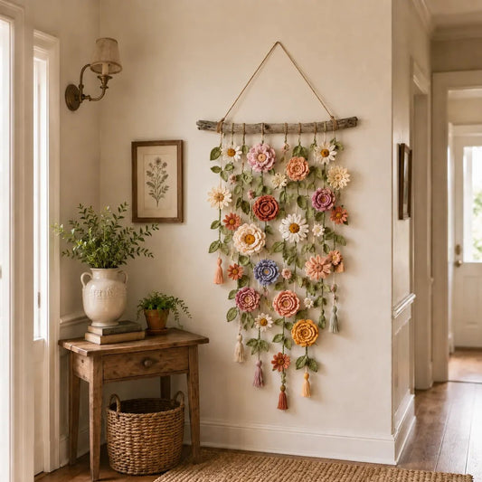 🌸 50% RABATT NU! 🌸SÄRSKILT PRIS DEN SISTA DAGEN!!🌸Väggdekoration med virkade blommor