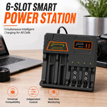 🛒50% RABATT NU! 🔋Smart laddare för uppladdningsbara batterier med flera fack – Säker och effektiv laddning för hemmet och verkstaden ✨