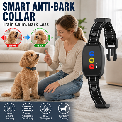 🐕 33% RABATT NU! 🔇 Smart Anti-Bark Collar for Dogs – stötfri, vibration & pip, justerbar känslighet – perfekt för skonsam och effektiv träning 🐾✨