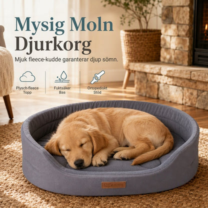 🐾 50 % RABATT NU! ☁️ Avtagbar oval hund- och kattsäng – polarfleece, oxfordtyg & fuktavvisande halkfri botten 🐶