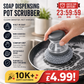 🛒60% RABATT NU! 🧽Rengöringsborste med inbyggd tvål – Ergonomisk, repfri för enkel rengöring av grytor ✨